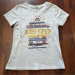 Kenzo Paris Graphic Logo Tee White Multicolor Size Small